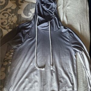 Gray Ombre Hoodie with Drawstrings